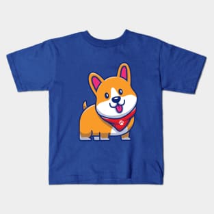 Cute Corgi With Scarf Cartoon Kids T-Shirt